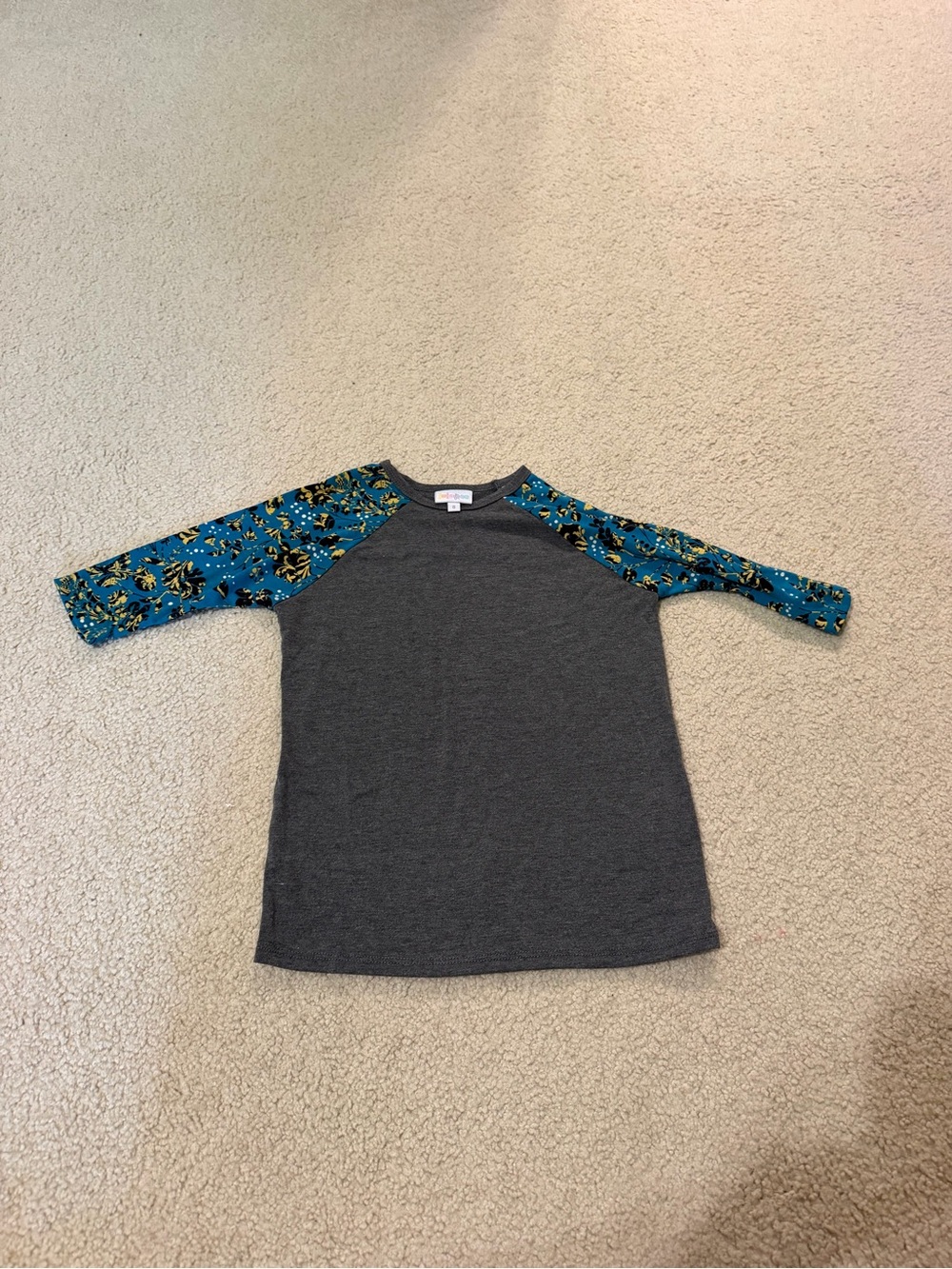 Size 8 kids Gray w/ black / blue and yellow flowers Sloan LLR LuLaRoe